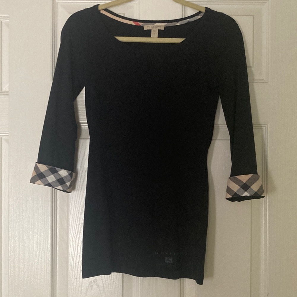 Woman’s Burberry Brit Black 3/4 sleeve top. 
Size S